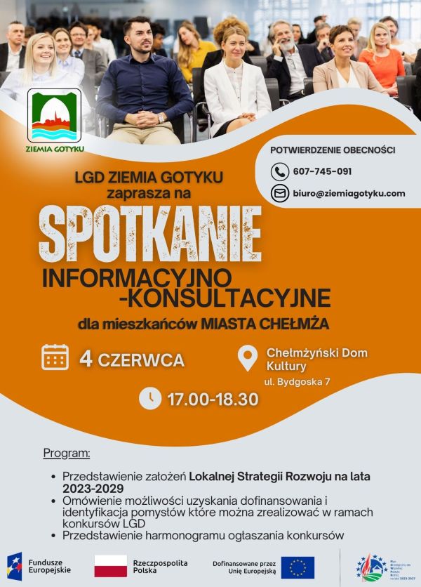 LGD ZIEMIA GOTYKU zaprasza na spotkanie informacyjno- konsultacyjne dla mieszkańców miasta Chełmża.